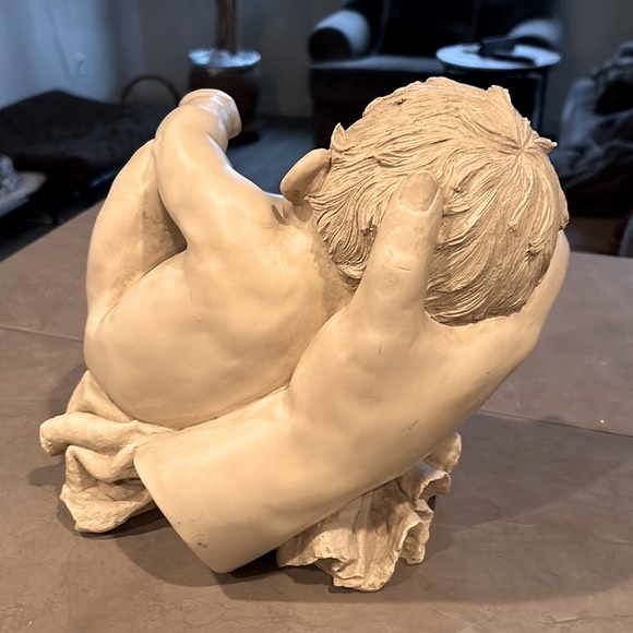 SOLD Newborn In Loving Hands Sculpture Baby Sleeping Figurine Indoor Outdoor Art - Picture 12 of 17